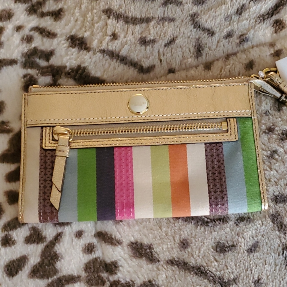 Coach Poppy Legacy Striped Wristlet